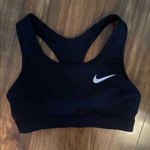 Nike Women's Black Sports Bra with White Logo